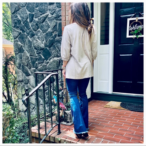 Boho Chic Great Style Ruched Drawstring front cuffed sleeves top - Picture 8 of 9